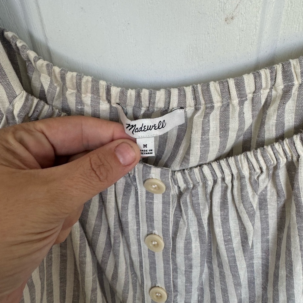 Madewell Flutter-Sleeve Cotton Button-Front Crop … - image 5